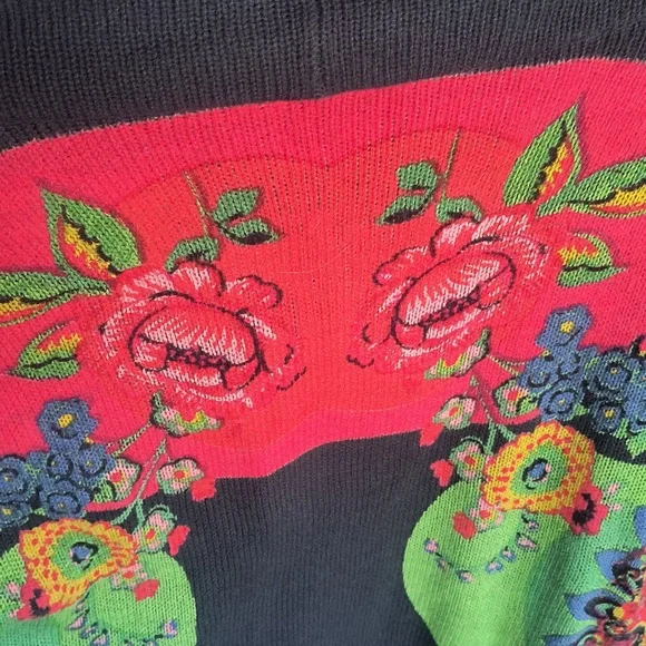 Desigual Devorah Open Front Wool Blend Cardigan Floral Artsy Boho Sz Lg Women - Picture 14 of 17